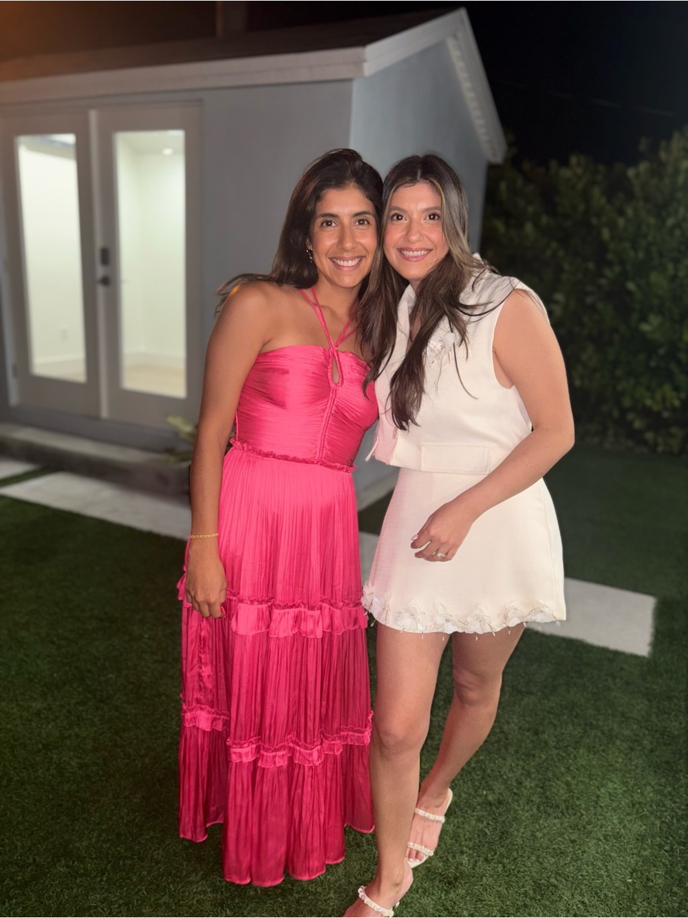 Aqua Hot Pink Tiered Maxi Dress